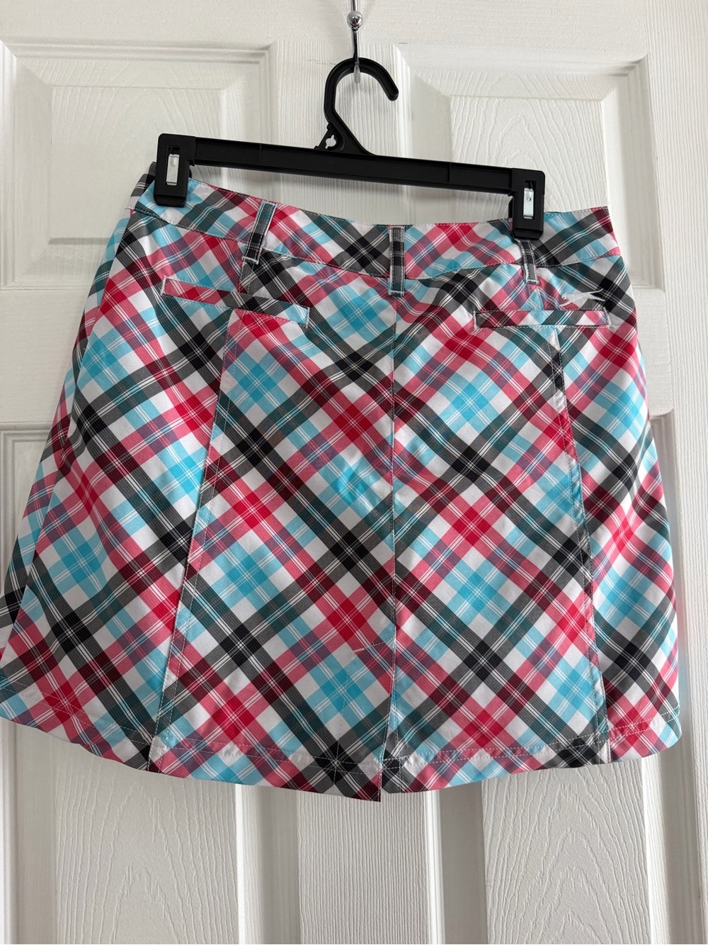 Slazenger Plaid A-Line Skirt in Aqua, Pink and Black